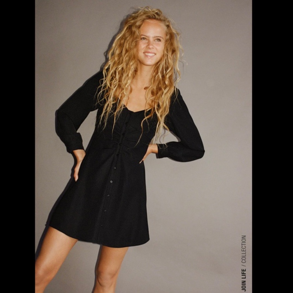 Zara draped black mini dress XS